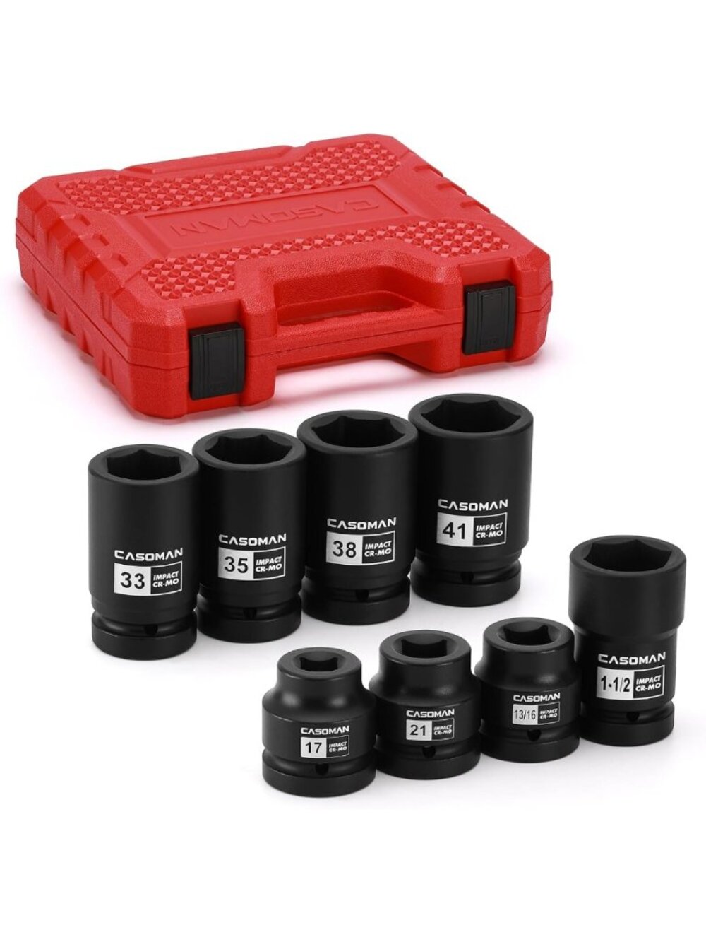 8-Piece 1-Inch Drive Impact Socket Set - Metric & SAE, 6-Point Design for Trucks